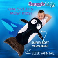 Snuggie Tails - Killer Whale Super Soft Wearable Blanket for Kids, As Seen on TVV- DLX