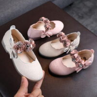 Kids Shoes Baby Girl Walking Shoes Soft Flat With Flower Party Princess Shoes Appliques Non-slip 1-6Y