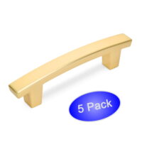 5 Pack - Cosmas 5235BG Brushed Gold Contemporary Cabinet Hardware Handle Pull - 3' Inch (76mm) Hole Centers