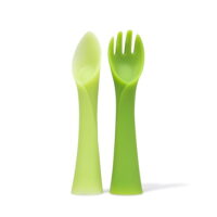 Olababy 100% BPA Free Silicone Training Fork and Spoon Set for Self Feeding, Baby Led Weaning Stage One and Stage Two