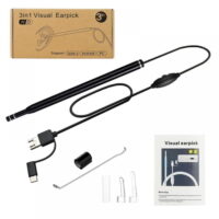 4.3MM USB Otoscope-Ear Scope Camera, With Earwax Cleaning Tool And 6 Adjustable LED Lights For Android And Windows - Black