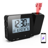 MIXFEER Projection Alarm Clock with Thermometer Hygrometer Digital Project Ceiling Clock with USB 12/24H Snooze