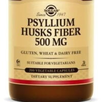 Solgar Psyllium Husks Fiber 500 mg Vegetable Capsules, 200 Ct