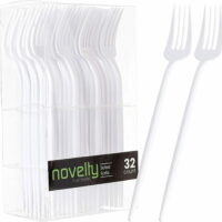 Novelty Modern Flatware Cutlery Disposable Salad Plastic White Forks 32 Pieces