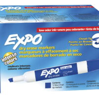Expo® Low Odor Dry Erase Markers, Chisel Tip, Blue, 12 Count