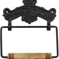 Farmhouse Cast Iron Toilet Paper Holder; Wall Mount Black TP Hanger