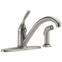 Single Handle Kitchen Faucet with Spray in Stainless 400-SS-DST