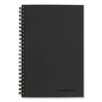 Cambridge Wire bound Business Notebook, Wide/Legal Rule, Black Cover, 8' x 5', 80 Sheets