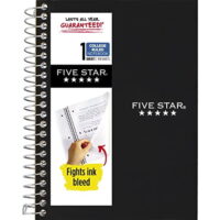Five Star Personal Spiral Notebook, 1-Subject, College Ruled Paper, 7' x 4-3/8', Small Size, 100 Sheets, Black (73969)