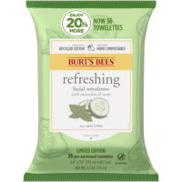 Burts Bees Facial Cleanser Towelettes with Cucumber & Mint, 36 ct