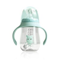 ROBOT-GXG Handheld Baby Bottle 0-6 Month Newborn Self-Feeding Cups Training Infant Juice Milk Drinking with Smart Spout Travel Gifts 180ML, Green
