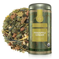 Teabloom Organic Green Tea, Pineapple Ginger Loose Leaf Tea, USDA Certified Organic, Fresh Whole Leaf Blend in Reusable Gift Canister, 3.35oz/95 g Canister Makes 35-50 Cups