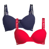 U.S. Polo Assn. Women's Plus Padded Cotton Spandex Bra Set, 2-Pack