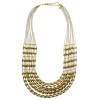 Mi Amore White And Gold-Tone Beaded Statement Necklace TMN1026