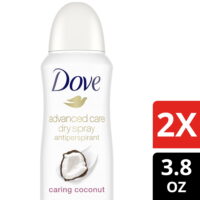 Dove Advanced Care Dry Spray Antiperspirant Deodorant Caring Coconut, 3.8 Oz., 2 Ct