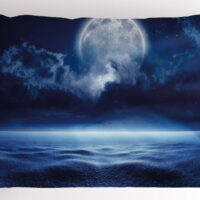 Moon Pillow Sham Full Moon with Calm Sea and Clouds Nature Image Design Cold Winter Night Sky, Decorative Standard Queen Size Printed Pillowcase, 30 X 20 Inches, Navy Blue White, by Ambesonne