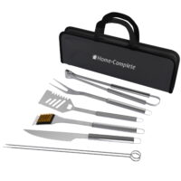 BBQ Grill Tool Set, Stainless Steel Barbecue Grilling Accessories with 7 Utensils and Carrying Case, Includes Spatula, Tongs, Knife by Home-Complete