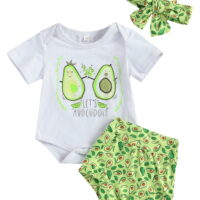 Gupgi Newborn Baby Clothes Sets Short Sleeve Romper Shorts Headband Set