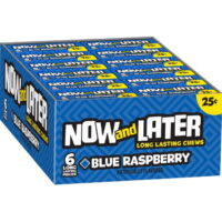 Now & Later Original Taffy Chews Candy, Blue Raspberry, 0.93 Ounce Bar, Pack of 24