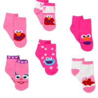 Sesame Street Elmo Abby Toddler Girls 6 pack Quarter Socks ( 12-24 Months)