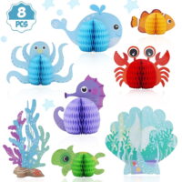 LNKOO 8 Pcs Mermaid Centerpieces - Under The Sea Honeycomb Party Supplies - Ocean Themed Birthday Decorations for Baby Shower Wedding Pool Party -Tabletop Decoration