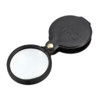 60mm 10X Pocket Folding Magnifier Loupe Magnifying Glass with Leather Case Black