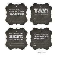 Black Funny & Witty Christmas Fancy Frame Chalkboard Gift Tags, 24-Pack