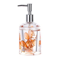Locco Decor Acrylic Liquid 3D Floating Motion Bathroom Vanity Accessory Orange Flower Soap Dispenser