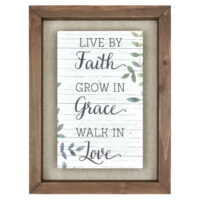 Better Homes & Gardens 'Live by Faith' Farmhouse Sentiment Framed Wall Art, Medium Wood Wash, 71' x 20'