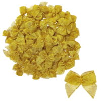 200 Pack Pre-Tied Gold Satin Ribbon Bows with Adhesive Tape, 1.5 in