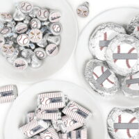 Batter Up - Baseball - Mini Candy Bar Wrappers, Round Candy Stickers and Circle Stickers - Baby Shower or Birthday Party Candy Favor Sticker Kit - 304 Pieces