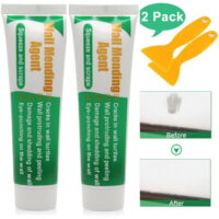 HomChum 2 Pack Powerful Wall Mending Agent Wall Holes Crack Filler Kit White with Free Scrapers for Gift