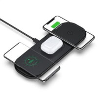 CHOETECH Qi-Certified 3 in 1 Wireless Charging Mat, Fast Wireless Charger Pad with Adapter for iPhone 14/13/12/11, Samsung Galaxy S21/S20/Note 10, AirPods