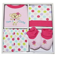 Luvable Friends 4 Piece Playtime Layette Set (0-3 months, Pink Multi)