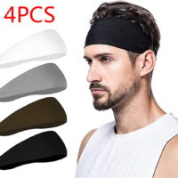POINTERTECK Stretchy Moisture Wicking Unisex Hairband Mens Headband (4 Pack), Mens Sweatband & Sports Headband for Running, Cycling, Yoga, Basketball