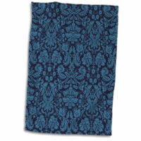 3dRose Ornate Navy Blue Trendy Damask Pattern - Towel, 15 by 22-inch