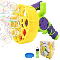 WhizBuilders Bubble Machine Gun for Kids and Toddlers, Outdoor Summer Pool Giant Water Bubbles Wand Blower Toys Gift for Toddler with Solution Refill  Automatic Big Large Bubble Maker Baby Toy Guns