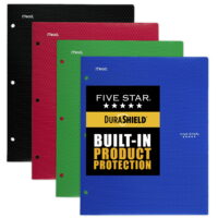 Five Star DuraShield Antimicrobial 2-Pocket Stay-Put Plastic Folder, 4 Pack (330010-ECM)