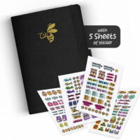 Savvy Bee - Undated Daily Planner, Planner with Habit Tracker, Inner Pocket, Stickers, E-Books, and User Manual, Hardcover Goal Setting Planner with Bleed-Resistant 120GSM Paper, Black/Gold