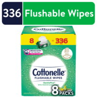 Cottonelle GentlePlus Flushable Wet Wipes, 8 Flip-Top Packs (336 Total Wipes)