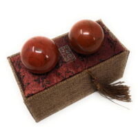 Asian Home Red Corundum Marble Stone Chinese Healthy Exercise Massage Baoding Balls