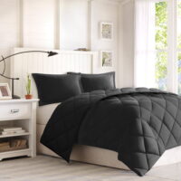 Home Essence Windsor Reversible Down Alt 3M Scotchgard Comforter Set, Black, Twin/TXL