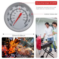 Outdoor BBQ Smoking Thermometer Temp Gauge Grill Smoker Pit Thermostat
