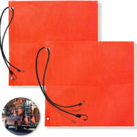 Anley 18x18 Inch Orange Warning Sign Safety Flags for Truck, Trailer, Car & Oversize Load Vehicle - Grommets and Bungee Cords - Vinyl Coated Nylon, Mesh Construction & Bright Color (Pack of 2)