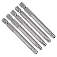 5pcs 1/4' Hex Shank T30 Magnetic Security Torx Screwdriver Bits 75mm Length
