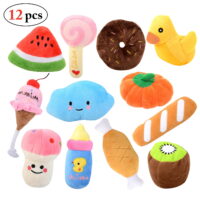 Legendog 12PCS Pet Plush Toy Cute Cartoon Dog Teething Toy Pet Squeaky Toy for Puppies