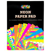 Smarts & Crafts Bright Neon Craft Paper Pad, 18 Designs, 102 Sheets