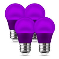 LOHAS Purple LED Light Bulbs, A15 Festive Atmosphere Light, 3Watts (20W Equivalent), 250LM, E26 Base, Colored Light Bulbs for Party Decoration,Pack of 4