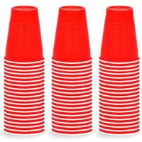 DecorRack Party Cups 12 oz Reusable Disposable Cups for Birthday Party Bachelorette Camping Indoor Outdoor Events Beverage Drinking Cups (Red, 60)