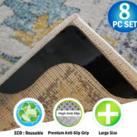 Reusable Rug Grippers - Prevents Curling, Moving, Sliding, & Slipping - Corner Area Carpet Anchors To Your Floor - 8pc Set